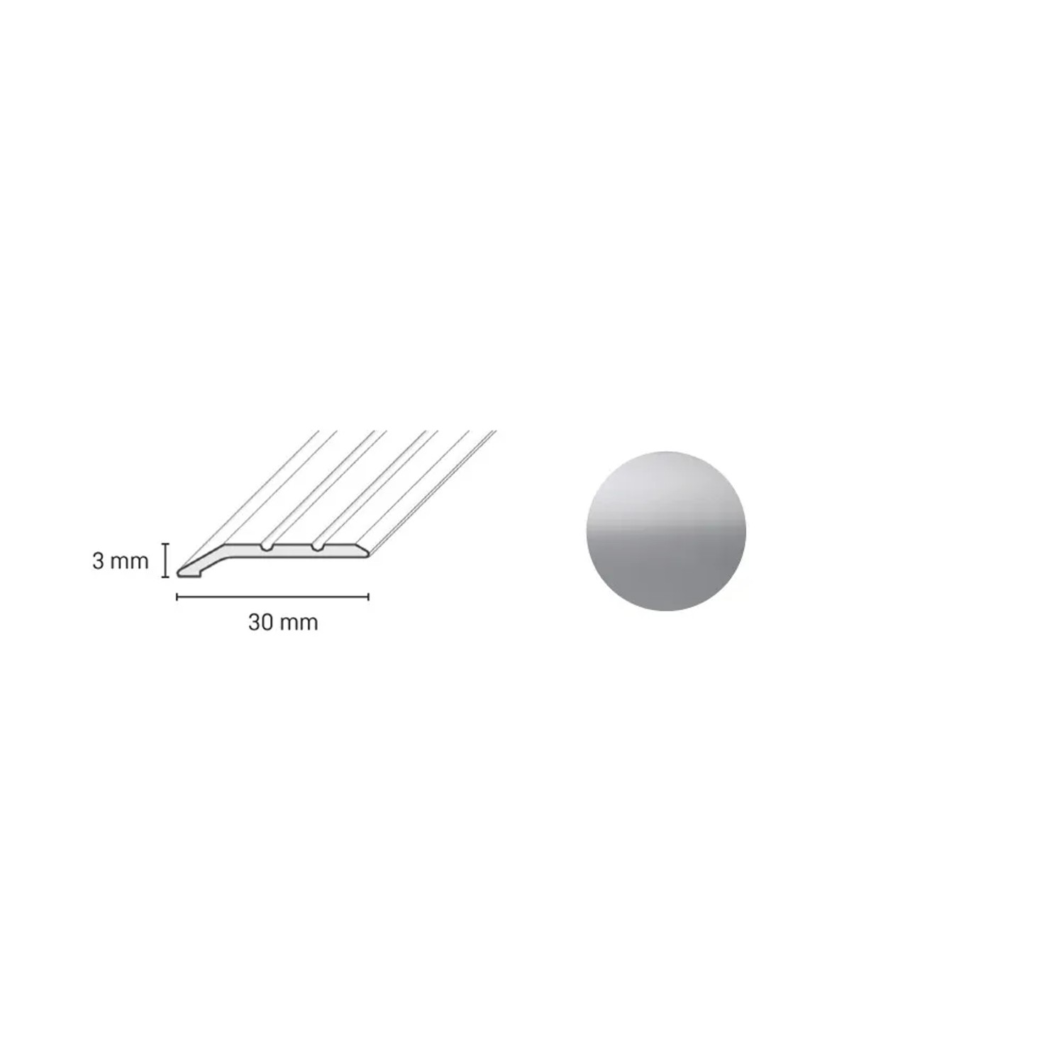 E-shop Döllken Profiles Ukončovací profil DP 01 skrutkovací 30 x 3 x 900 mm, strieborný