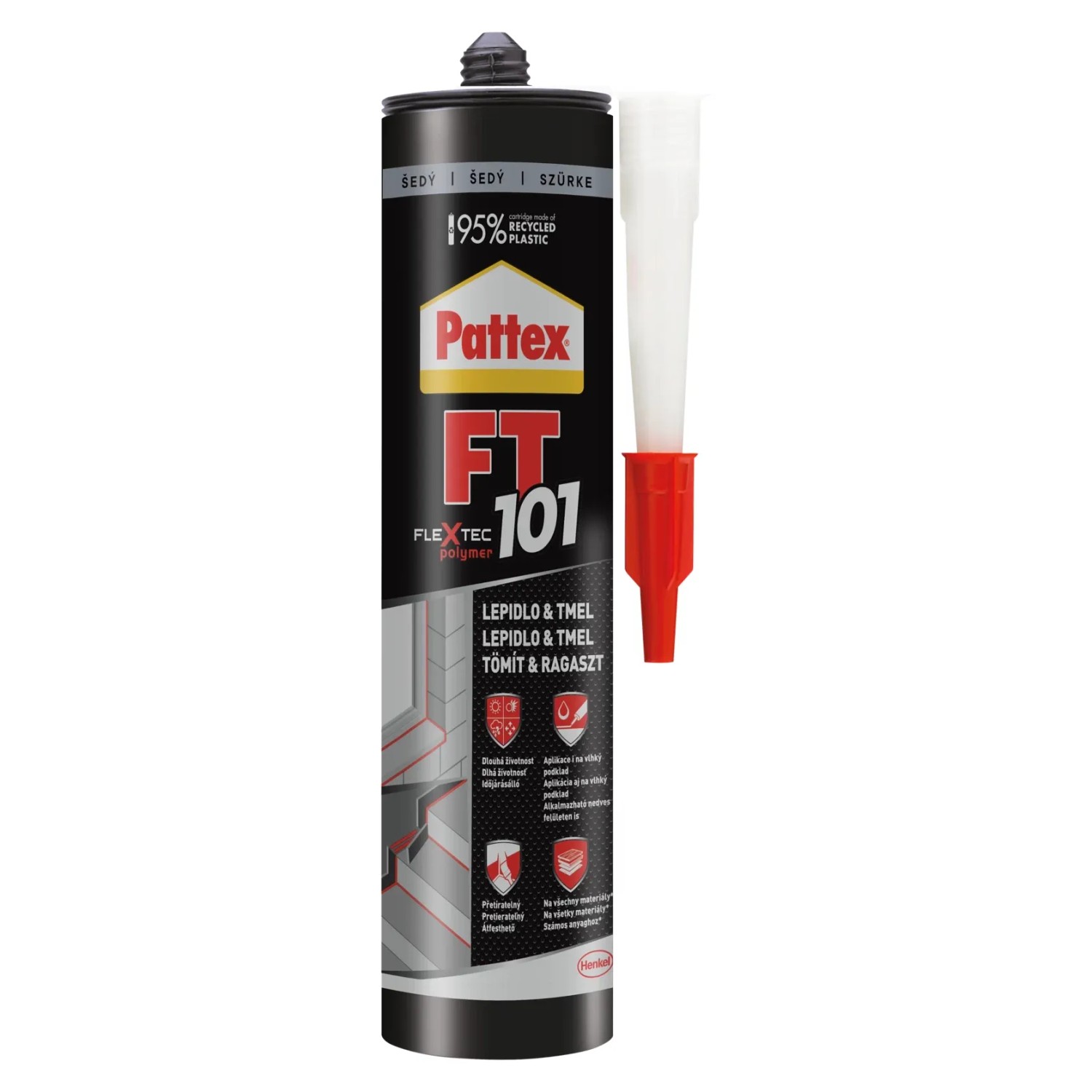 E-shop Pattex Elastický tmel a viacúčelové lepidlo FT 101 sivá 280 ml