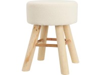 Koopman Taburet s drevenými nohami, bílá, pr. 31 x 40 cm