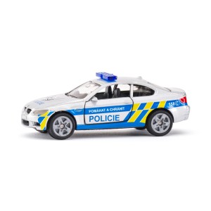 Autíčko: Strieborné policajné auto BMW s modrými akcentmi. Ideálne pre malých strážcov zákona.