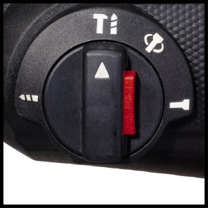 Detailný záber prepínača funkcií na akumulátorovom vŕtacom kladive Einhell TE-HD 18/20 Li.