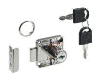 Hettich Nábytkový zámok s cylindrickou vložkou, 2 kľúče, poniklovaný, 21 mm