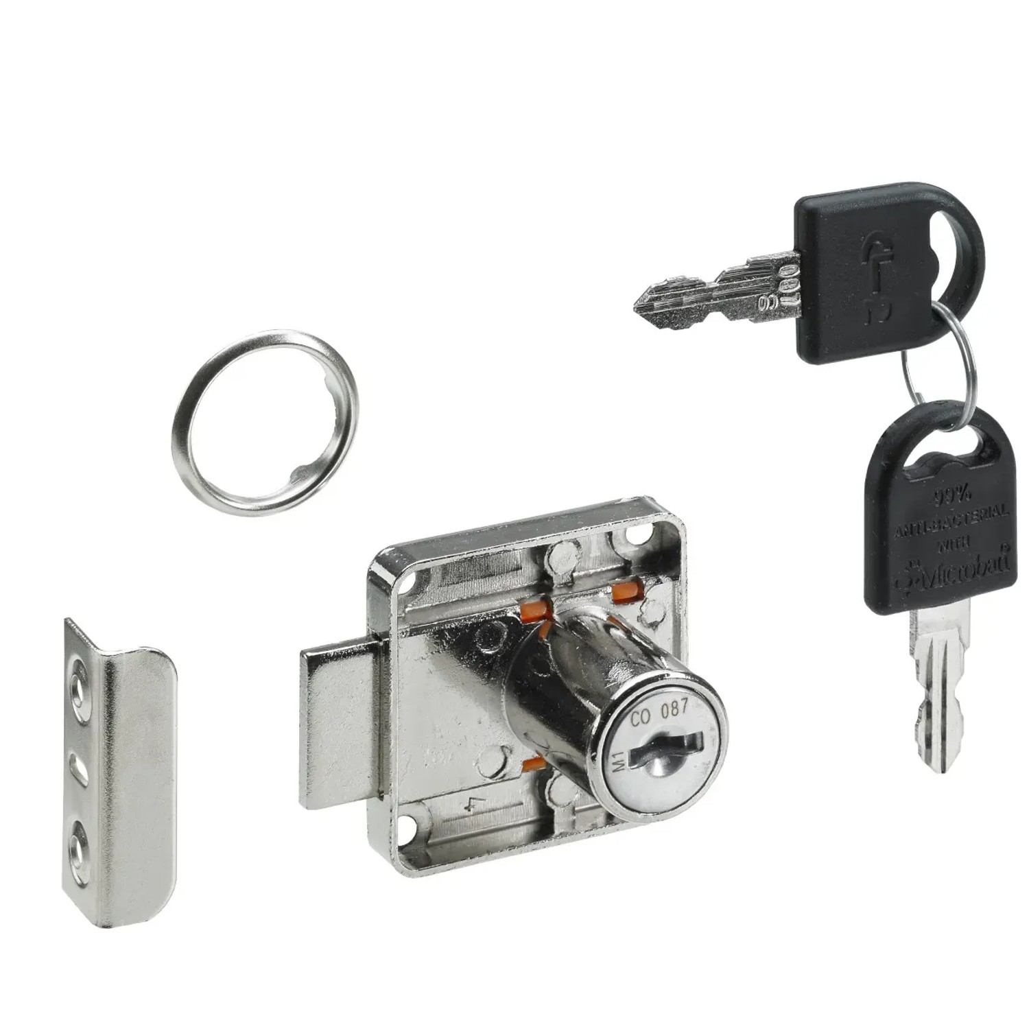 E-shop Hettich Nábytkový zámok s cylindrickou vložkou, 2 kľúče, poniklovaný, 21 mm