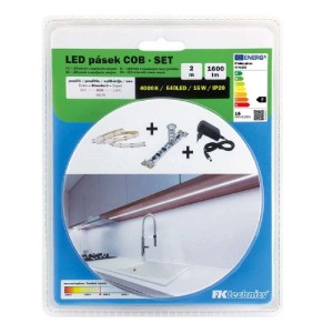 FK Technics SET LED pásik COB s dotykovým spínačom, vr. zdroje, 18W, 4000K, 2 m
