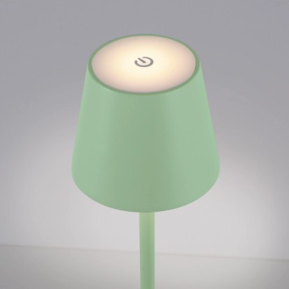 Zelená LED akumulátorová stolná lampa Just Light Euria, stmievateľná, pre vnútorné aj vonkajšie použitie.