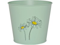 Kvetináč na bylinky lakované s potlačou, mätovo zelené, zinkový, 16 x 18,5 cm