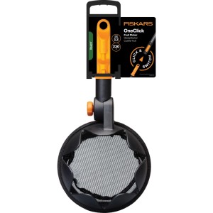 Zberač ovocia Fiskars OneClick so sieťkou v oranžovo-čiernej farbe.