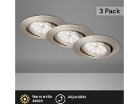 Briloner Vstavané LED svietidlo matný nikel, 3 svetelné zdroje, 300 lm