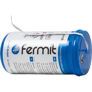 Fermit tesniaca niť PTFE 150 m, modro-biela cievka pre tesné závitové spoje.