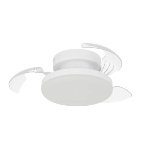 Biely LED stropný ventilátor Eglo Hovley, Ø 41 cm, s tromi lopatkami a integrovaným LED svetlom.