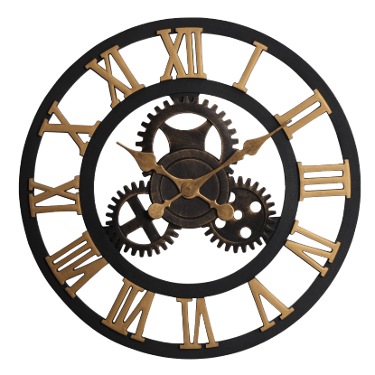 SPLENDID Nástenné hodiny NERO2, čierna/zlatá, pr. 58 x 4 cm