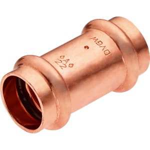Medená lisovacia tvarovka, Ø 22 mm, na pripojenie medených rúrok v sanitárnych a vykurovacích systémoch.