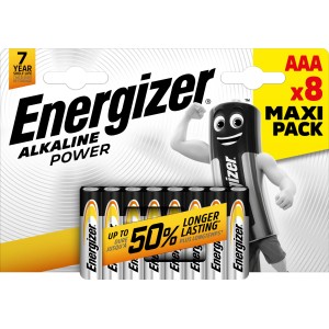 Energizer Alkaline Power AAA batérie, 8 kusov. Spoľahlivá energia pre každodenné zariadenia.