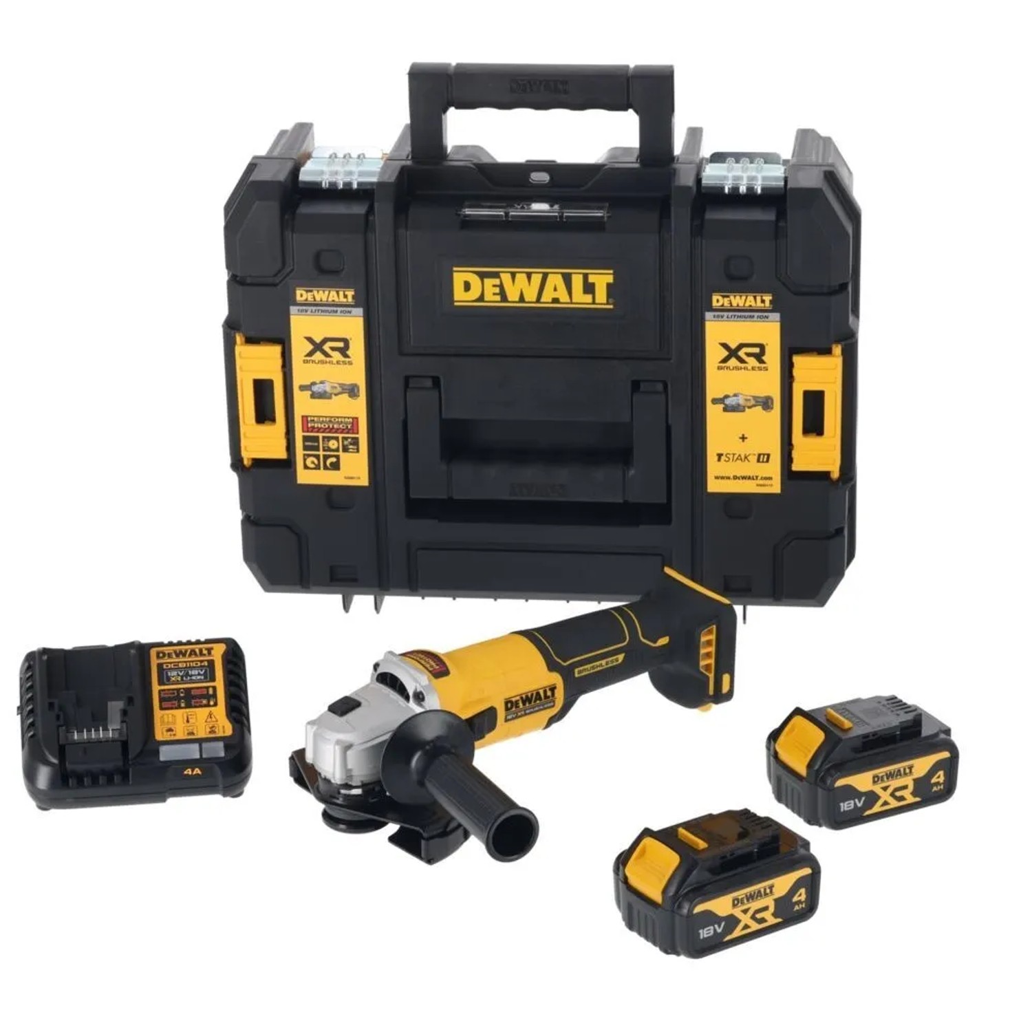 E-shop DeWALT 18V XR Aku bezuhlíková uhlová brúska DCG407N-XJ, 125 mm (2x4,0Ah, kufor)