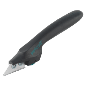 Škrabka na škáry Wolfcraft s ergonomickou rukoväťou pre obkladačské práce.