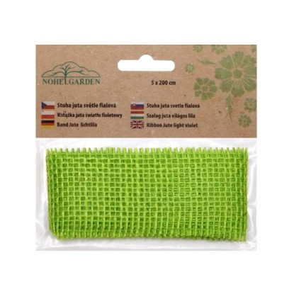 Stuha juta, svetlo zelená, 5 x 200 cm