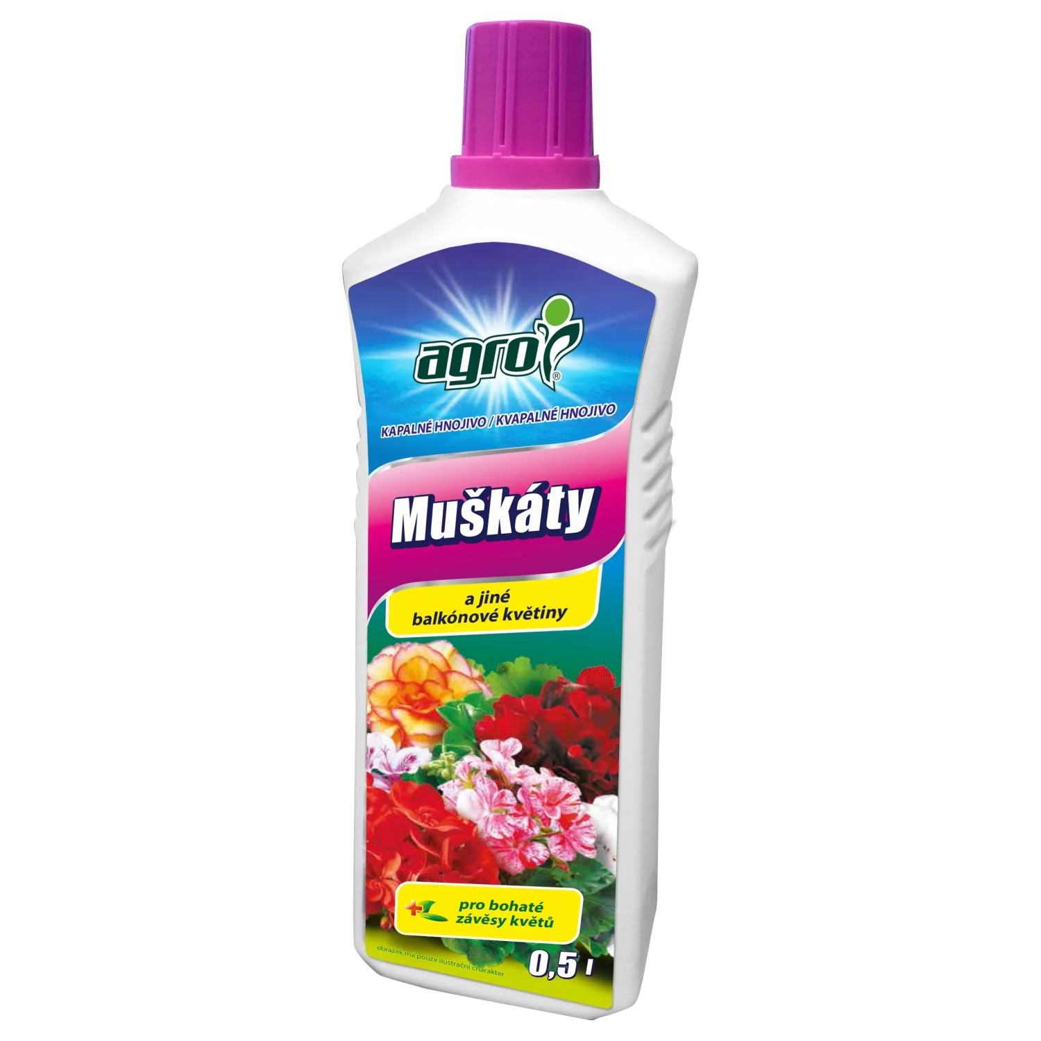 E-shop AGRO Kvapalné hnojivo pre muškáty a iné balkónové kvety 0,5 l