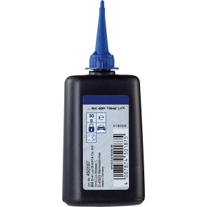 LUX Grafit 30g v plastovej fľaši s modrým aplikátorom na zámky a pánty.