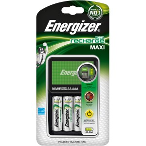 Nabíjačka Energizer Maxi so 4 AA 2000mAh batériami na nabíjanie NiMH batérií.