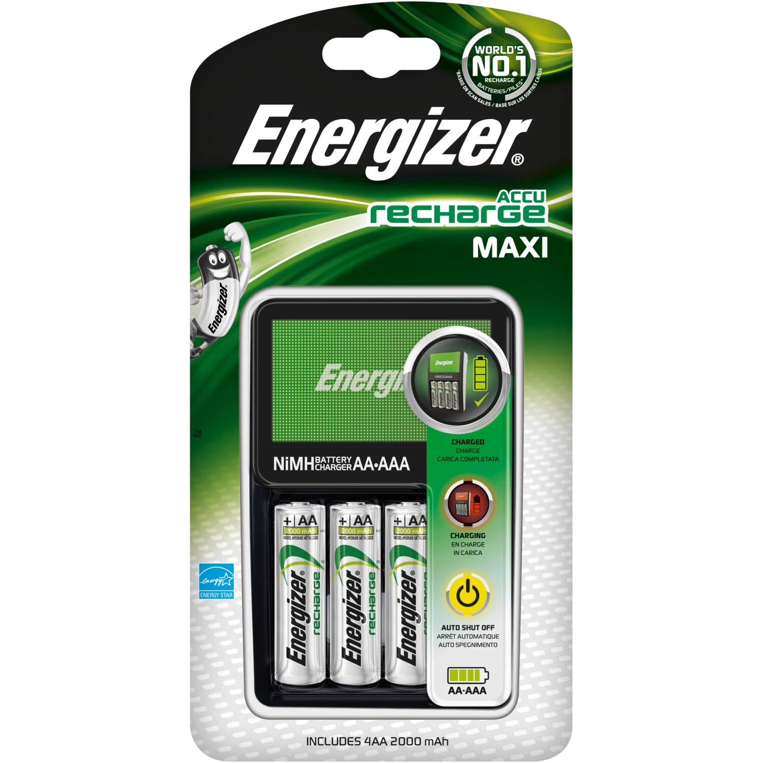 E-shop Energizer Nabíjačka Maxi + 4AA Power Plus 2000 mAh Pre-charge, 1 ks