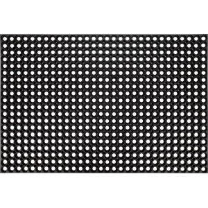 Čierna gumová rohož 80x120 cm s otvormi. Protišmyková rohožka pre exteriér, priepustná pre vodu.