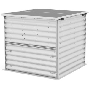 Kompostér Vitavia Tami Alu, blank, 99x99x87cm. Štvorcový, strieborný záhradný kompostér s vekom.