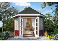 Skan Holz Drevený záhradný altánok Almelo tehlovo červený, 350 x 303 cm Skan Holz Drevený záhradný altánok Almelo tehlovo červený, 350 x 303 cm