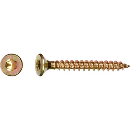 Uni skrutky so zápustnou hlavou TX20 plný závit žlto pozink. 4,5 x 25 mm, 20 ks