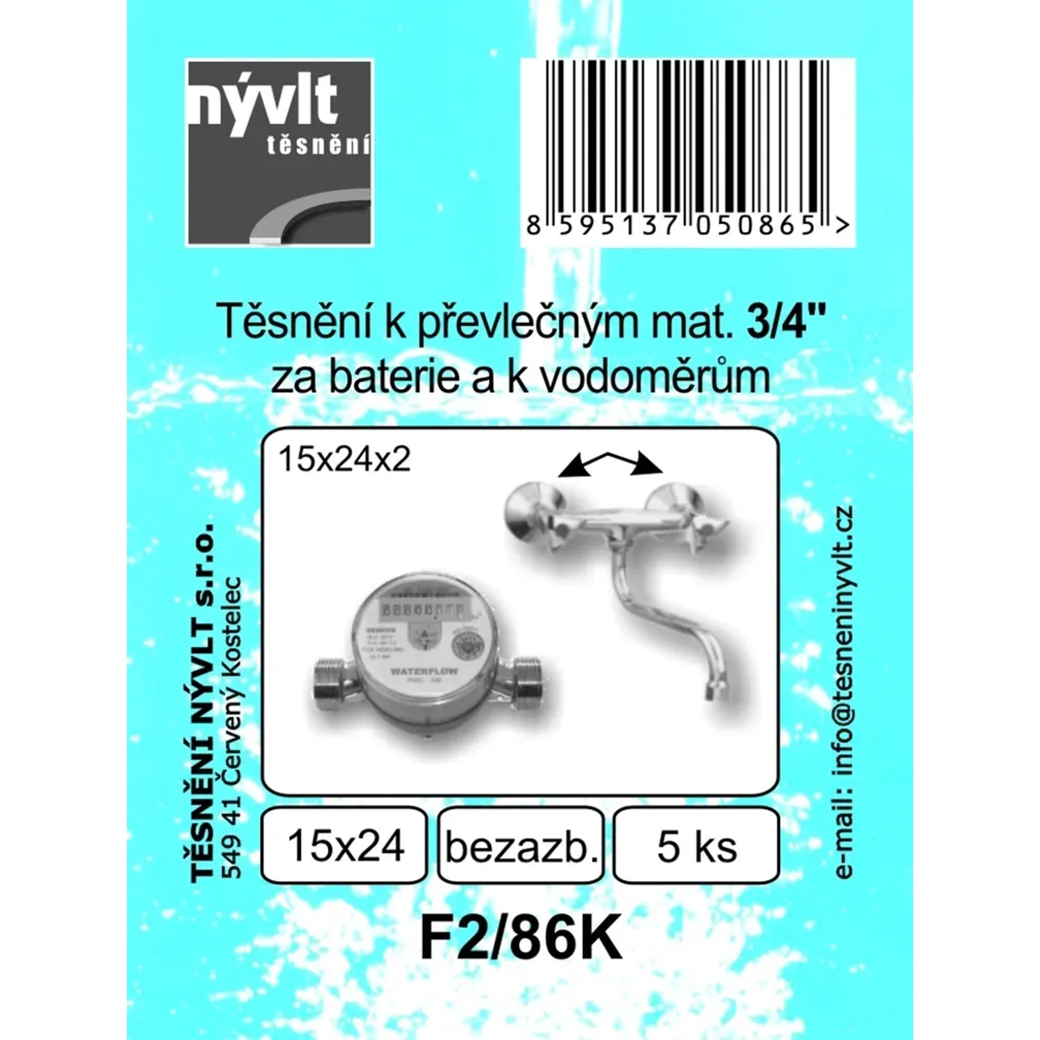 E-shop Tesnenie k prezlečeným maticiam 3/4 za batérie a k vodomerom bezazbest 5 ks
