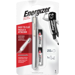 Energizer Metal Penlight vrecková lampa s 2xAAA batériami v balení.