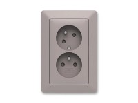 ABB Zásuvka 2-násobná pootočená Zoni, greige/biela