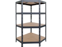 AR Shelving Rohový kovový regál RIVET antracit, 4 police, 250kg, 180x90x45x65 cm
