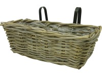 Balkónový kôš z ratanu 46 cm x 15 cm x 15 cm sivý