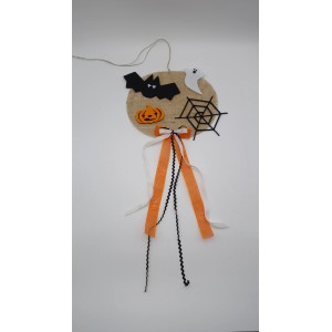 Halloweenska nástenná dekorácia s netopierom, duchom, tekvicou a pavučinou. Dekoratívne nástenné dekorácie pre Halloween.