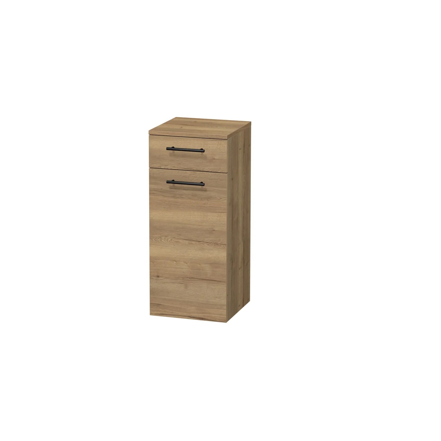 E-shop INTEDOOR Nízka skriňa BEE ľavá, úchyt čierny, š. 35 cm, dub Halifax