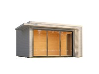 Weka Drevený záhradný domček Amberley 1 44mm V2, sivá-biela, 400 x 400 cm