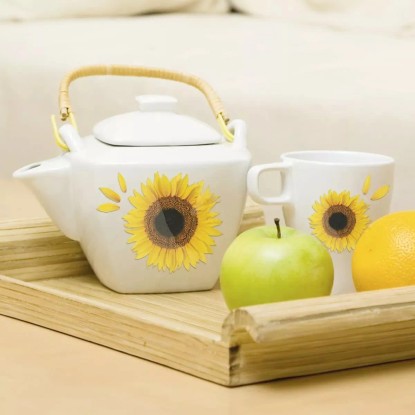 Crearreda Samolepiace dekorácie, slnečnice 3D, 1 hárok, 15 x 31 cm