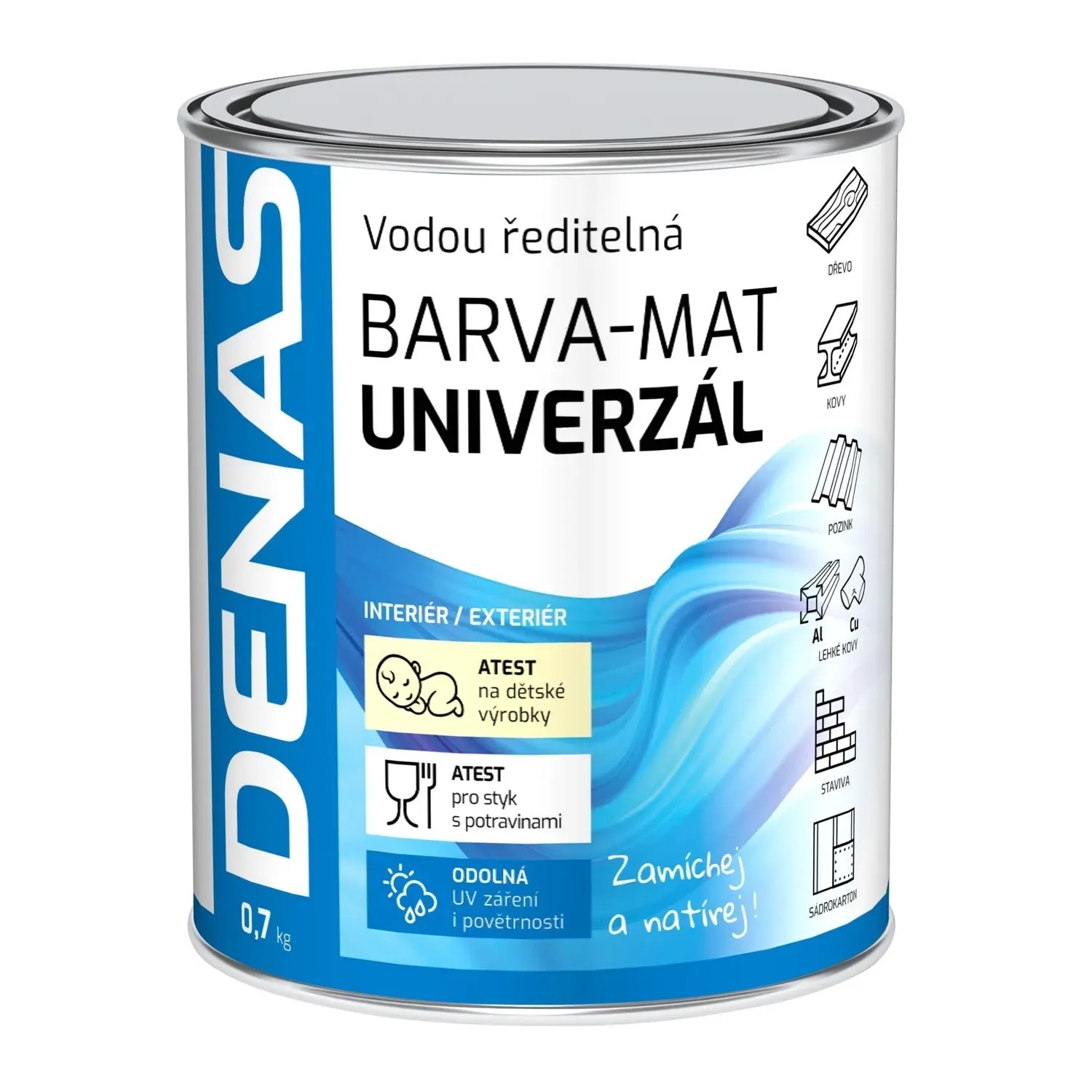 E-shop Denas Vrchná farba na drevo, kov a betón Univerzál-mat, 0566 plot. zelená, 700 g