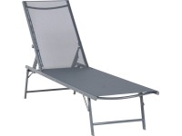 Záhradné lehátko Casma, oceľ/polyester, sivá, 192 x 55 x 86 cm