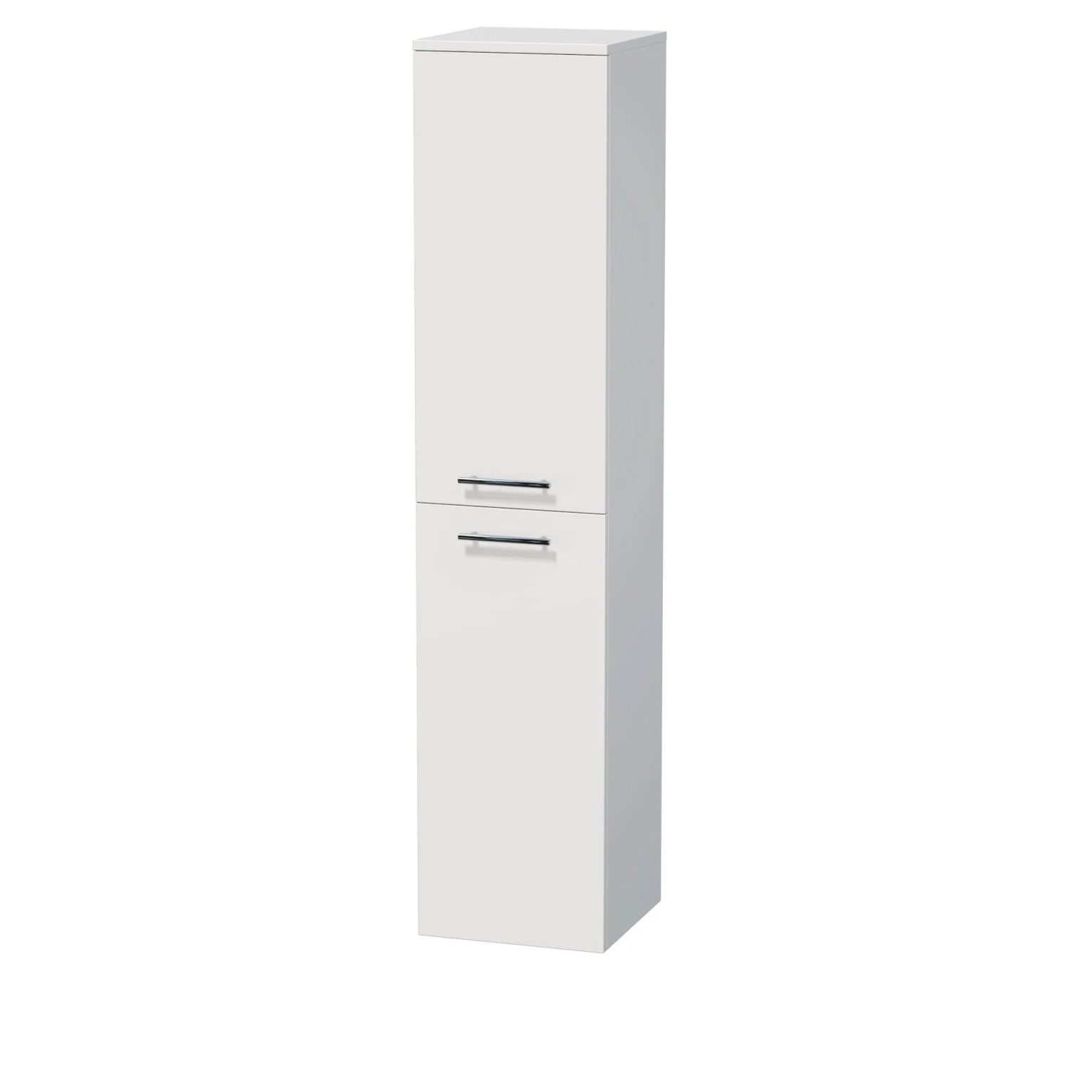 E-shop INTEDOOR Vysoká skriňa BEE, ľavá, úchyt chróm, 2dvere, kôš, š. 35cm, biela lesk