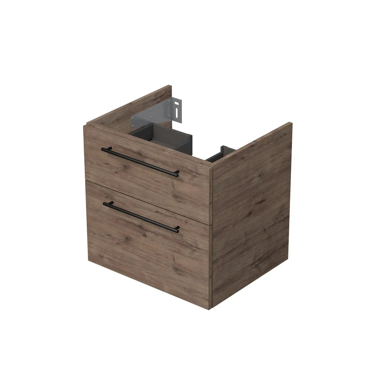 E-shop INTEDOOR Kúpeľ.skriňa pod dosku BEE, úchyt čierny, 2zás., š. 60 cm, dub Welling