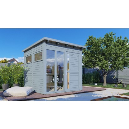 Bertilo Drevený domček na náradie Pentus 2 Office, sivá, 234 x 226 cm