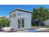 Bertilo Drevený domček na náradie Pentus 2 Office, sivá, 234 x 226 cm