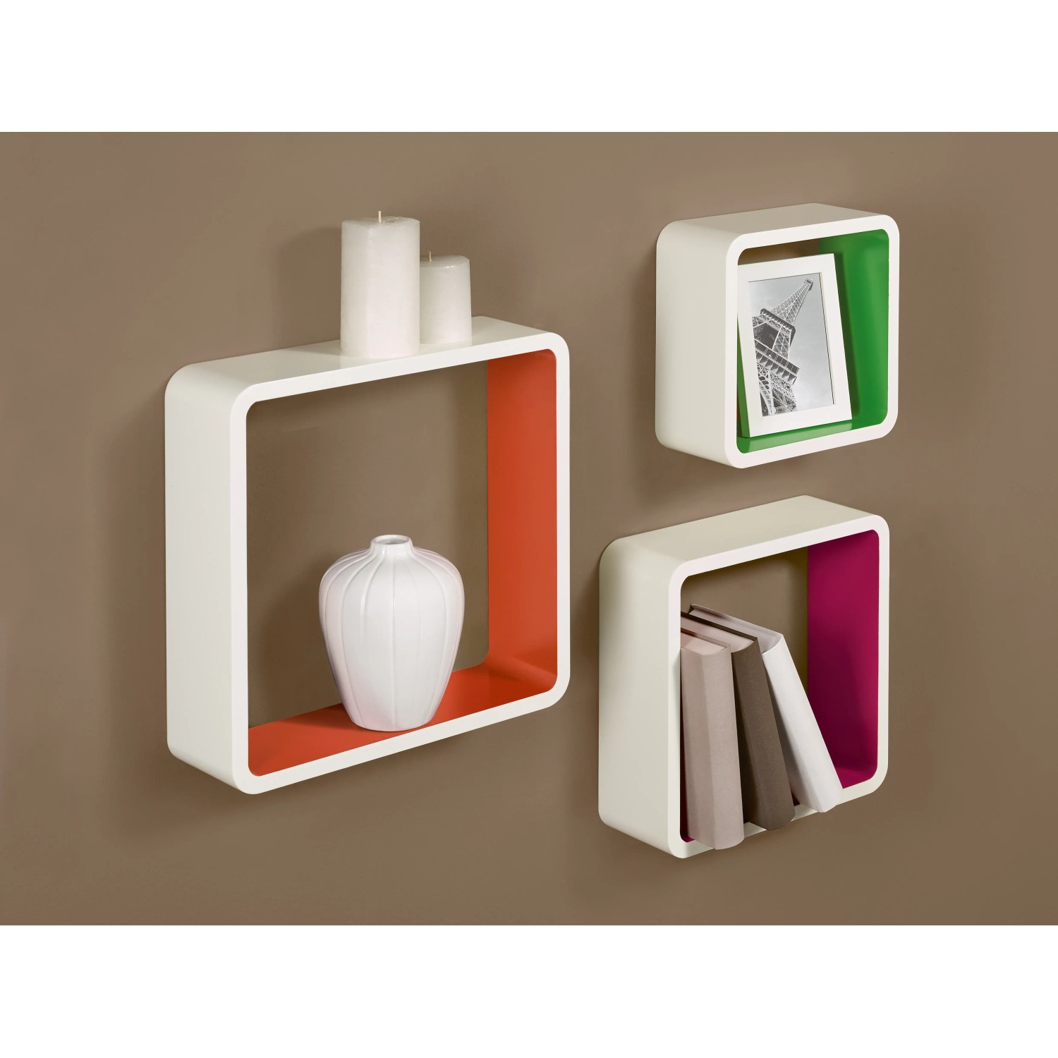 E-shop OBI Súprava regálov 3-dielna 36 x 36 cm biele kocky
