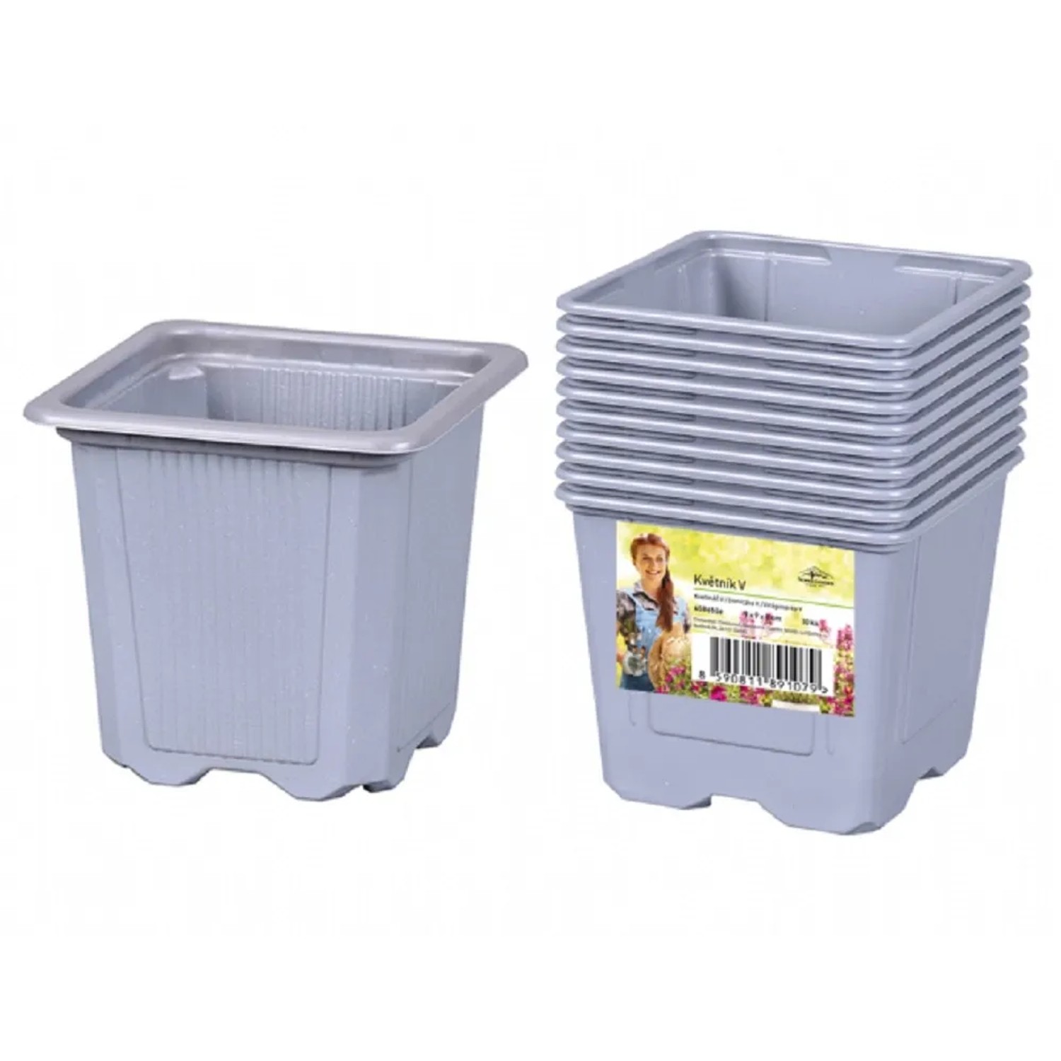 E-shop NOHEL GARDEN Kvetináč výsadbový V plastový sivý 9 x 9 x 8 cm, 10 ks
