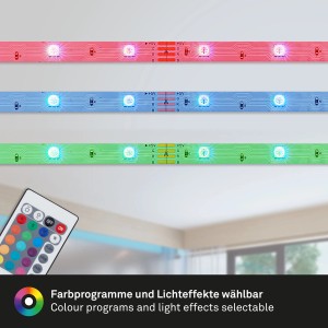 Briloner LED pásik Flexband, 3 m, viacfarebný, s diaľkovým ovládaním na nastavenie svetelných efektov.