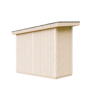 Drevený záhradný domček Timbela M901, základný náter, s plochou strechou. Drevený záhradný domček s jednoduchou montážou.