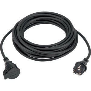 Predlžovací kábel čierny 1x zásuvka, 1x zástrčka, max. 3500 W, IP44, 10 m