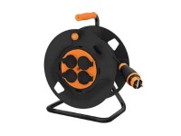 Solight Predlžovací prívod na bubne IP44, 4 zásuvky, 3x2,5mm2, čierna, 25 m