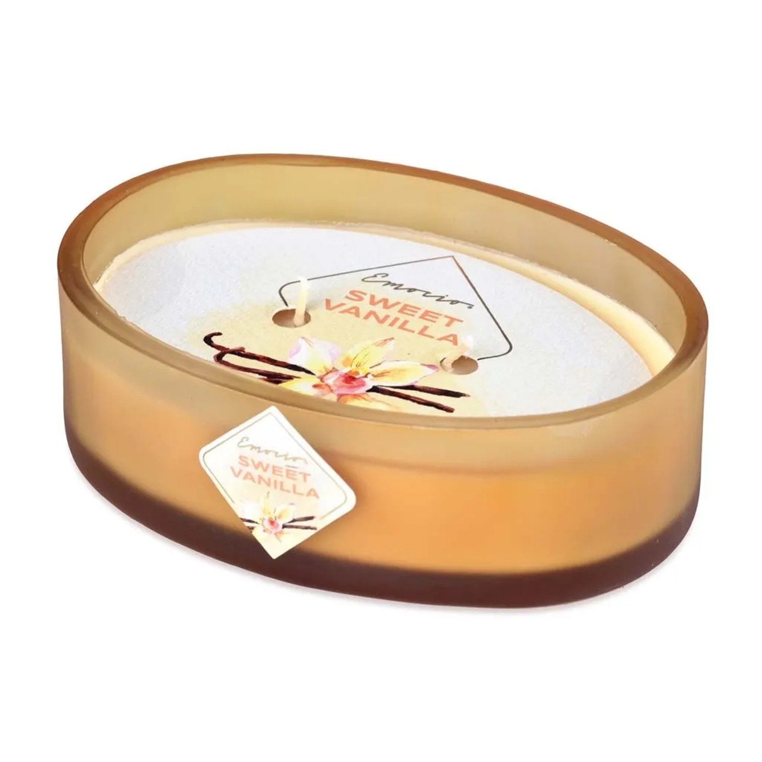 E-shop Emocio Vonná sviečka s 2 knôtmi, sklo ovál, Sweet Vanilla 144 x 102 x 50 mm